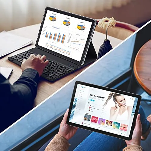 2024 Tablet 10.1 Inch 2 in 1 Android Tablet with keyboard Octa-Core 8(4 4 Virtual) 128GB Storage 1TB Expandable, 13 8MP Camera, Newest Tablets PC with Case Mouse Stylus Support 5G WiFi, IPS FHD Screen