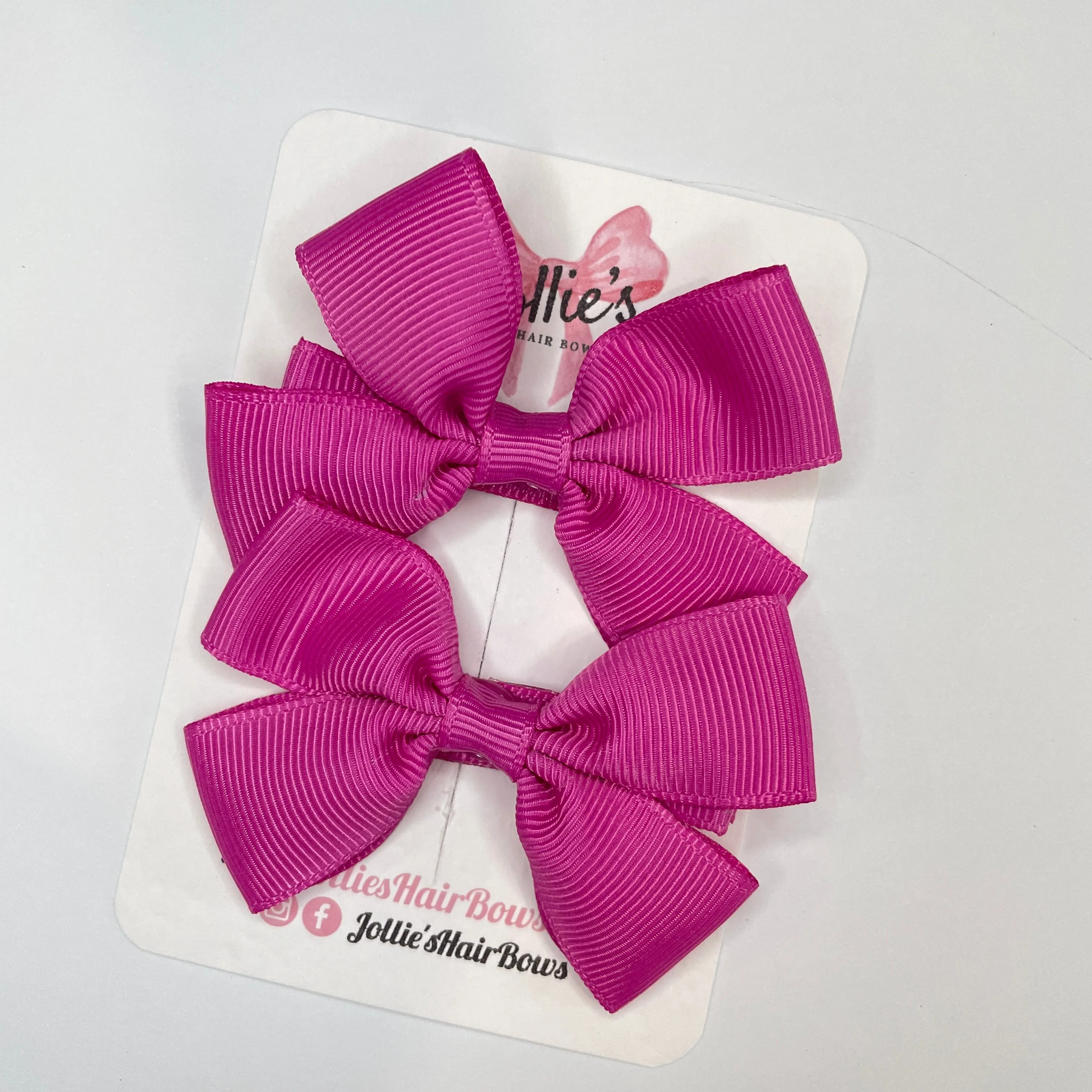 2.5inch Classic Bow with Clip (pair) - Garden Rose