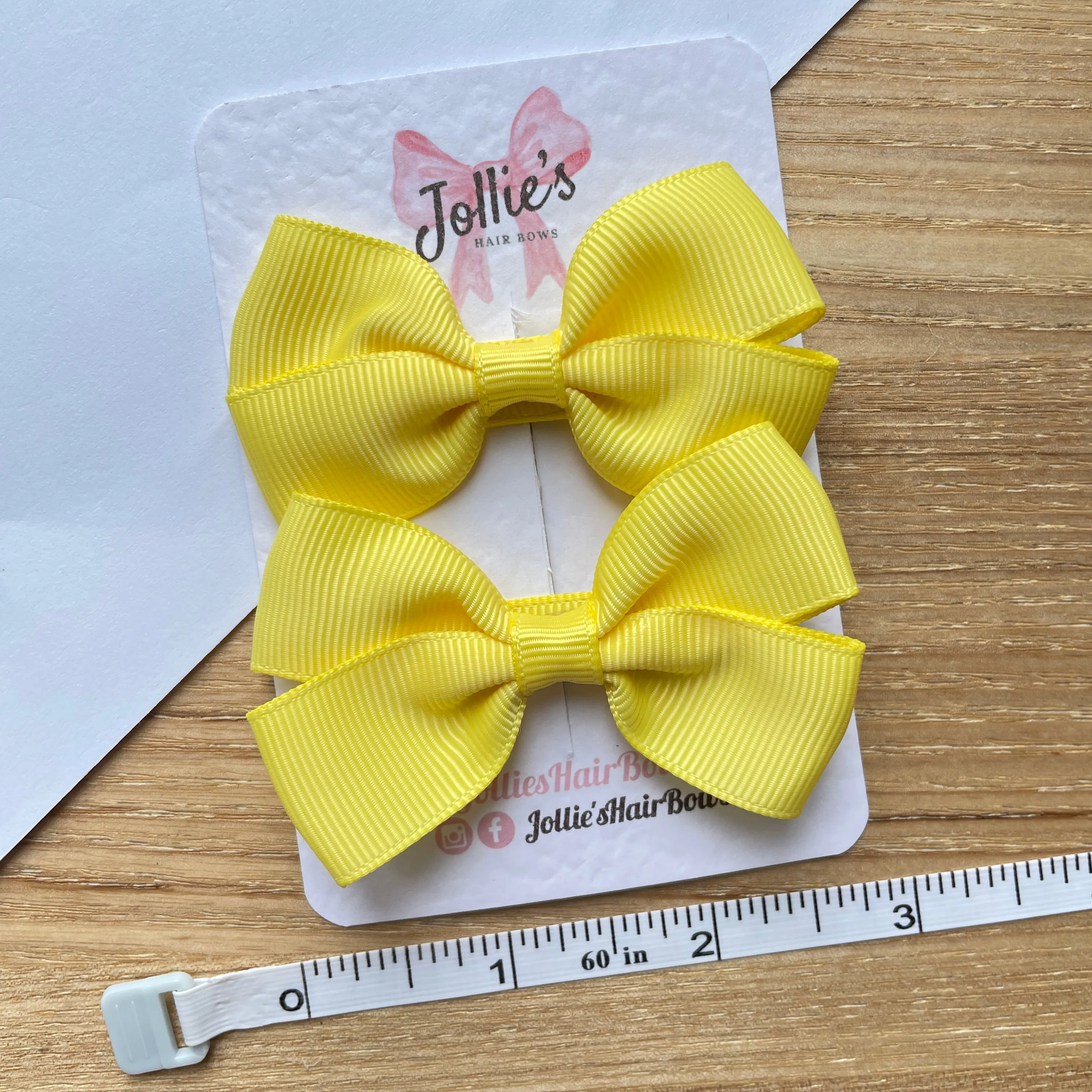2.75inch Bow with Clip (pair) - Lemon
