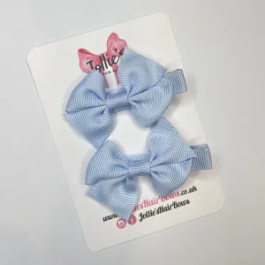 2inch Bow with Clip (pair) - Bluebell