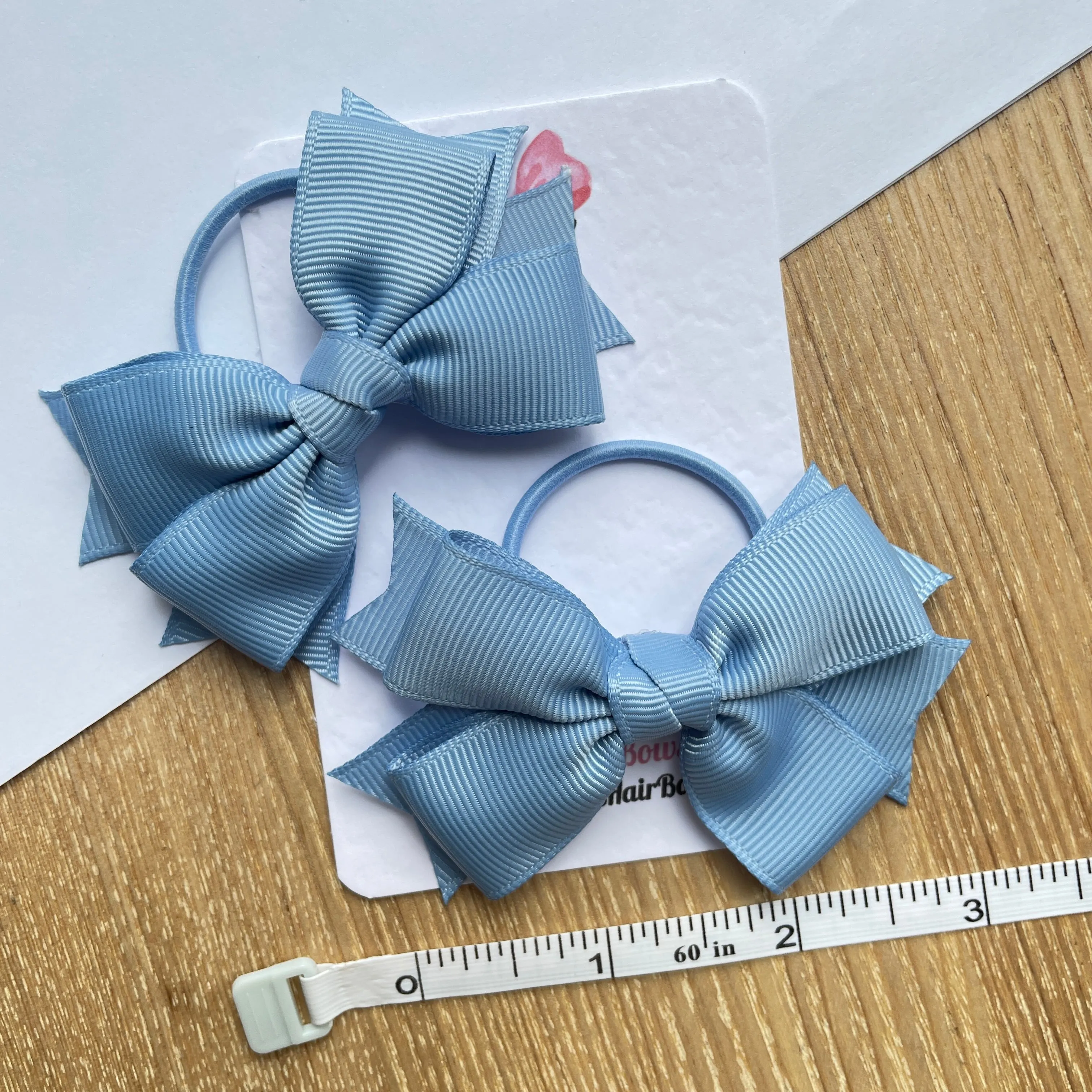 3inch Bow with Thin Elastic (pair) - French Blue