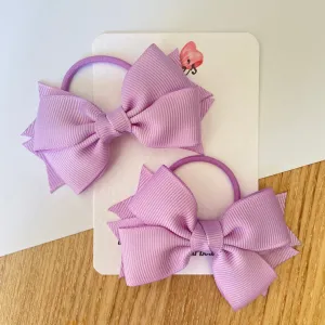 3inch Bow with Thin Elastic (pair) - Light Orchid