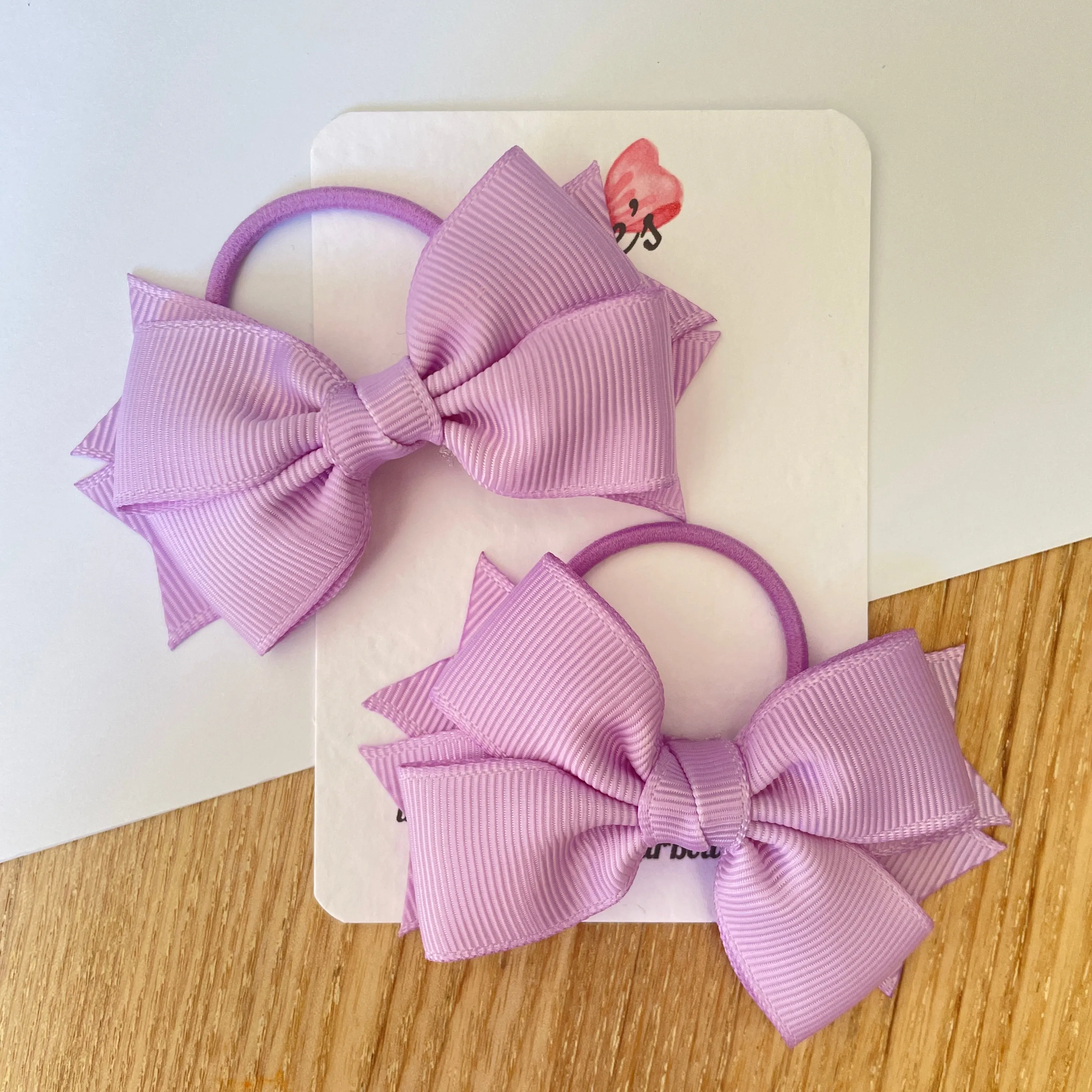 3inch Bow with Thin Elastic (pair) - Light Orchid