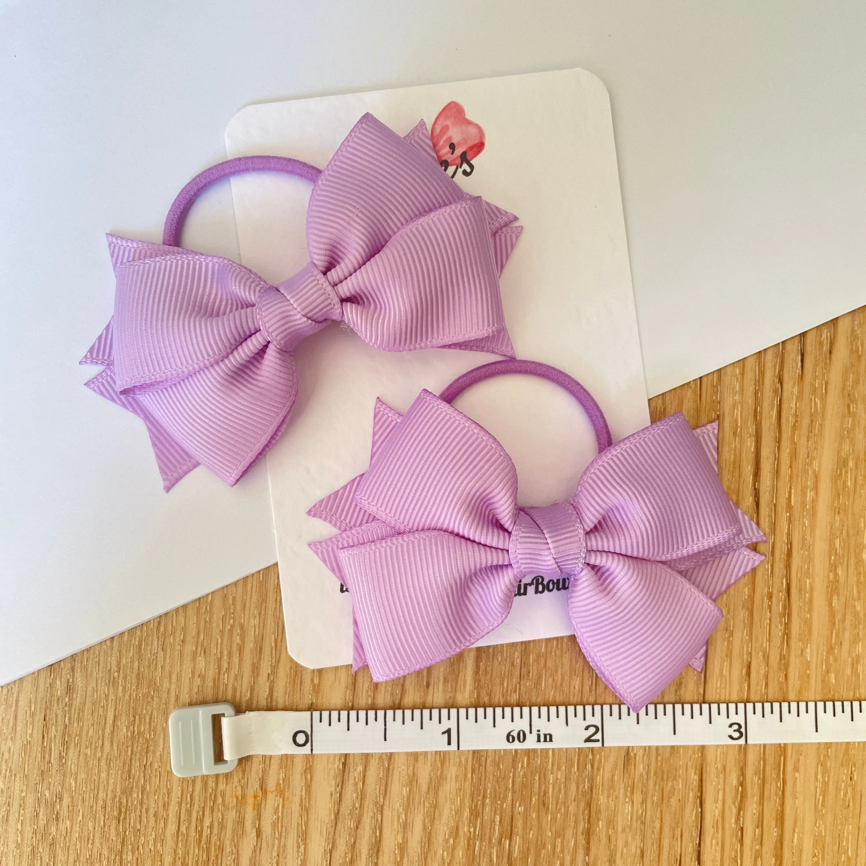 3inch Bow with Thin Elastic (pair) - Light Orchid