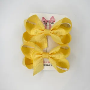 3inch Twisted Bow with Clip (pair) - Chamois