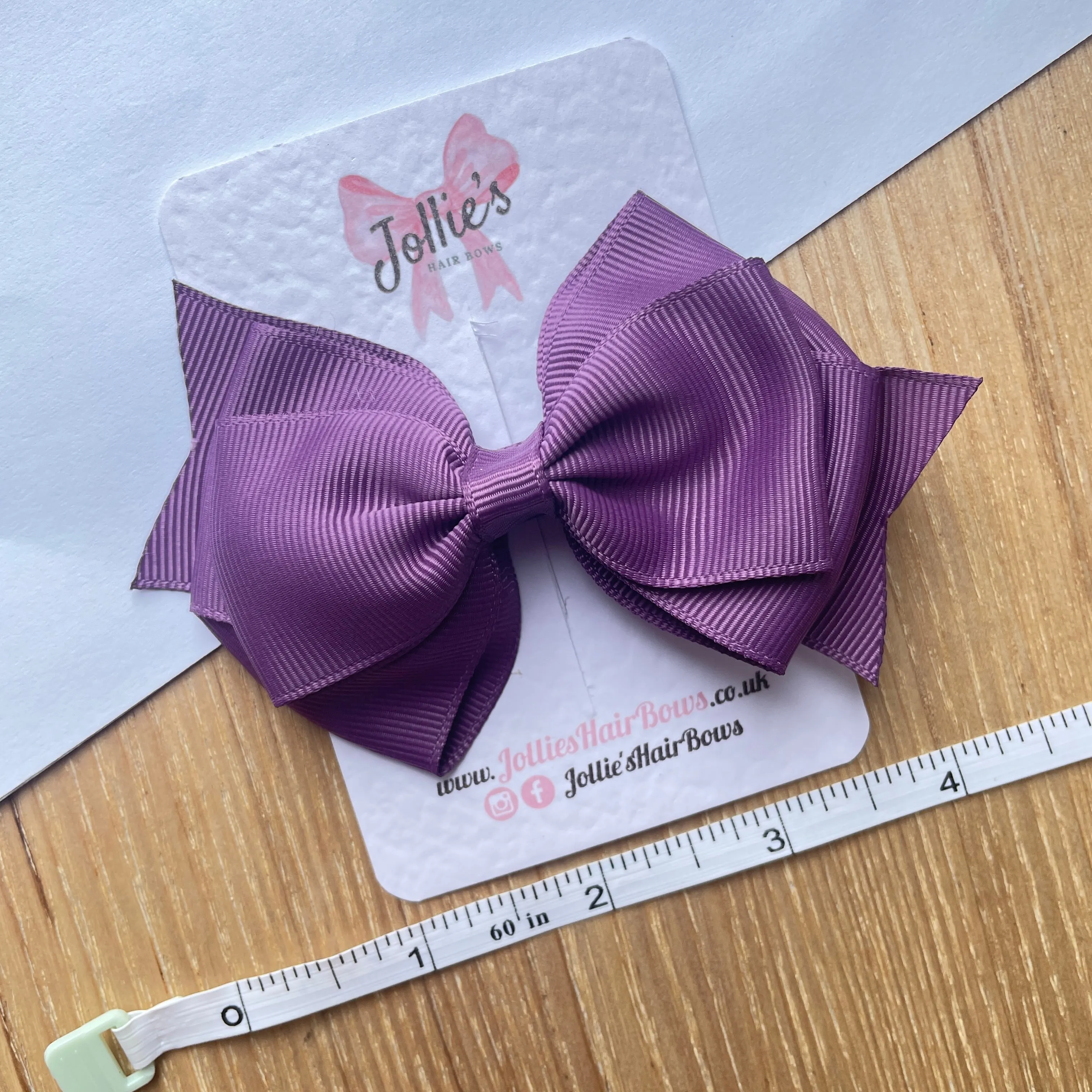4inch Triple Layers Bow with Clip - Amethyst