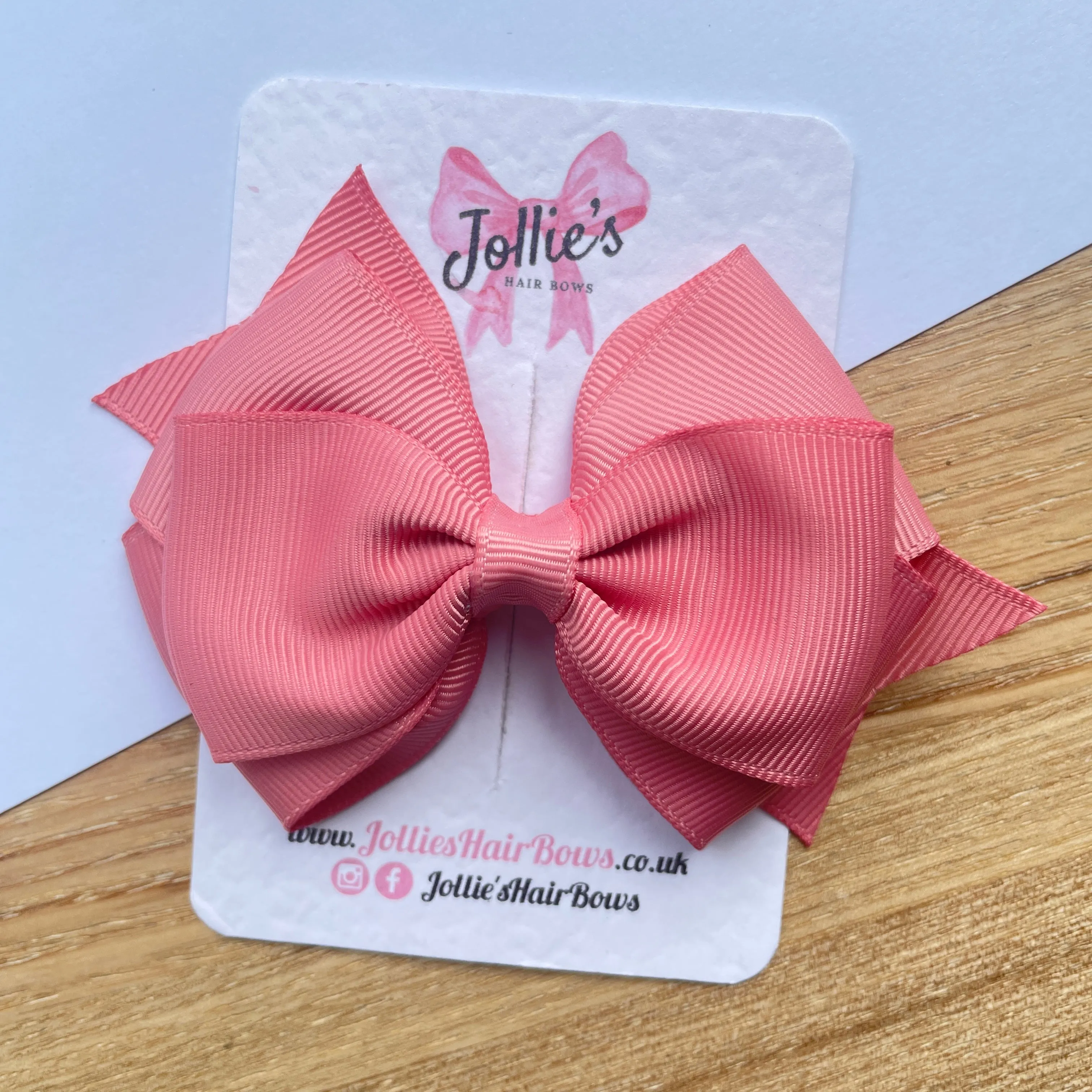 4inch Triple Layers Bow with Clip - Dusty Rose