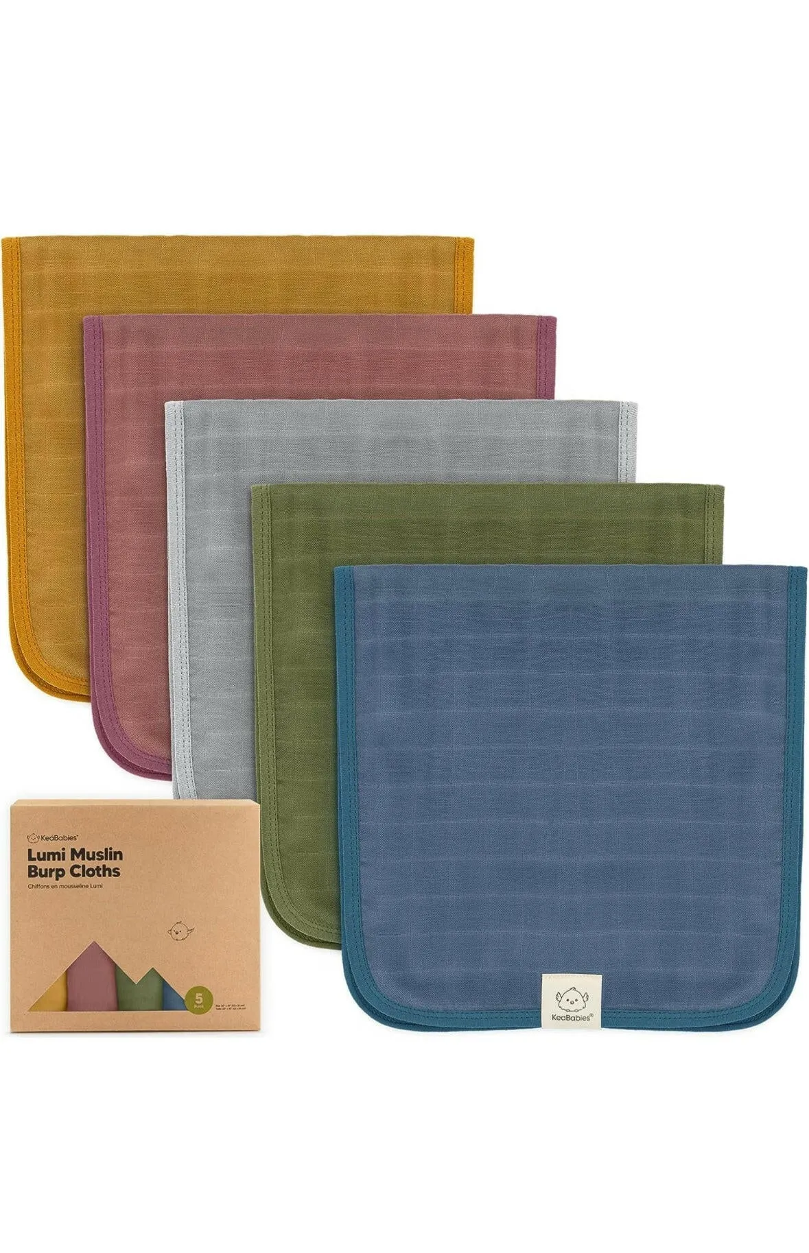 5-Pack Muslin Burp Cloths for Baby- Organic Baby Burp Cloths