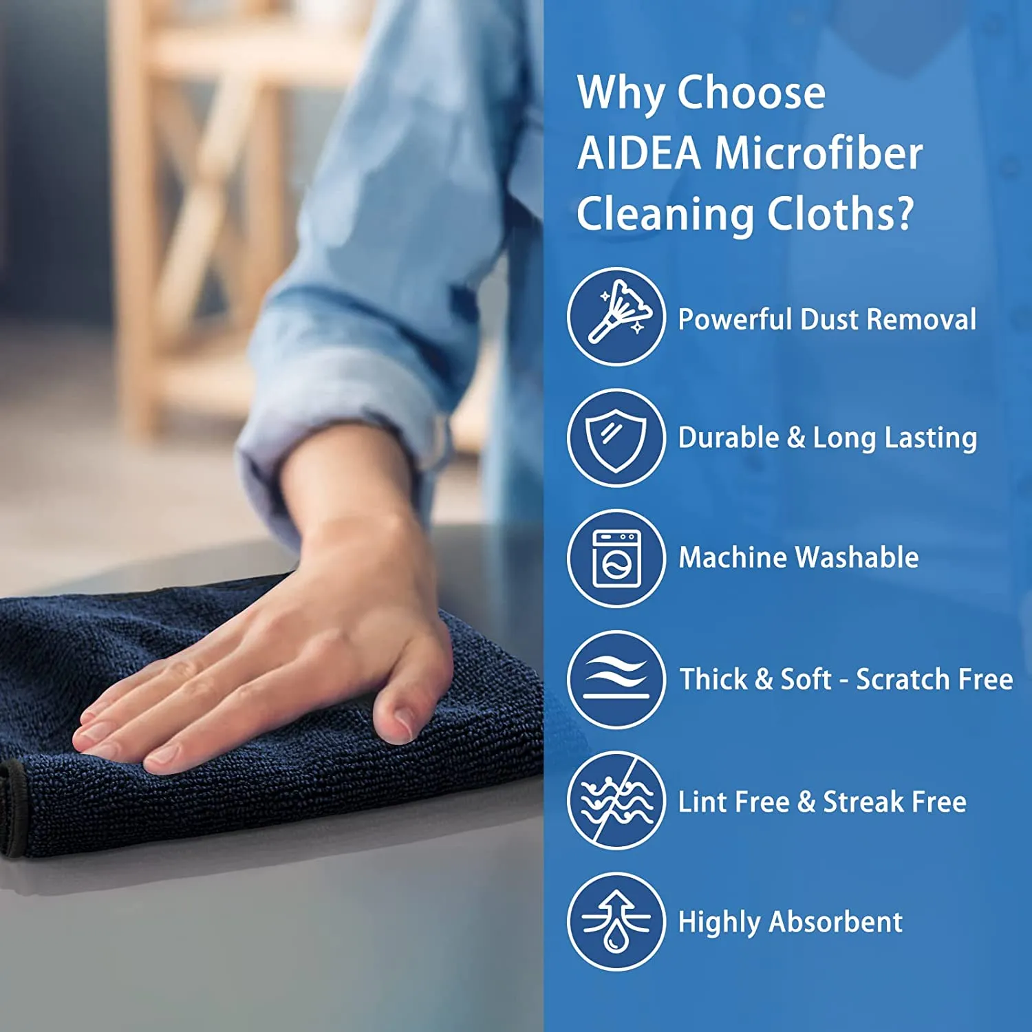 AIDEA Professional Microfiber Cleaning Cloth, Multi-Purpose Microfiber Cleaning Towel, Absorbent Cleaning Rags, Lint-Free Streak-Free, Premium Microfiber Cloth for Cleaning Kitchen, Bathroom, Glass