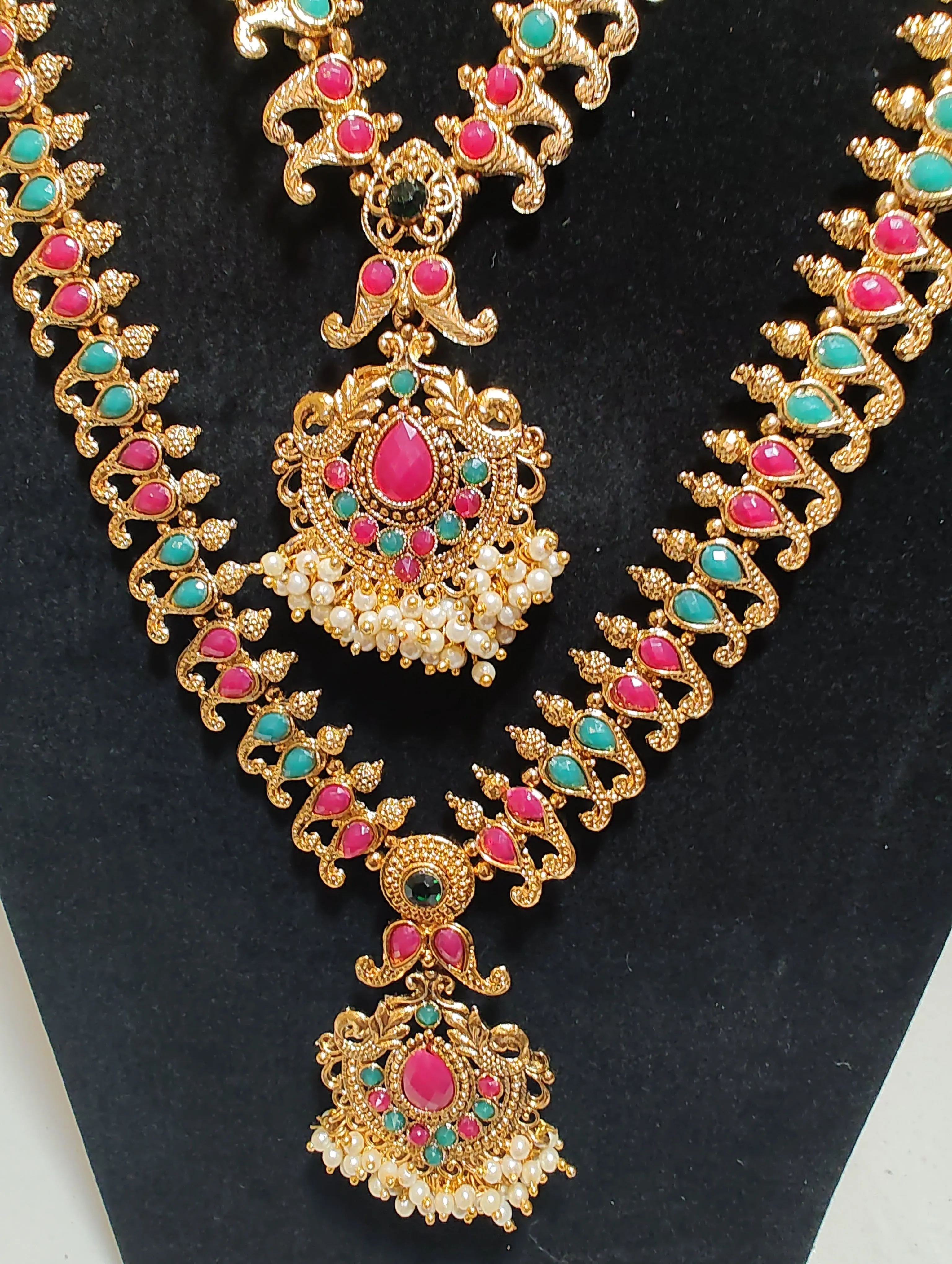 Appealing Gold Plated Multicolor Necklace With Earrings Set