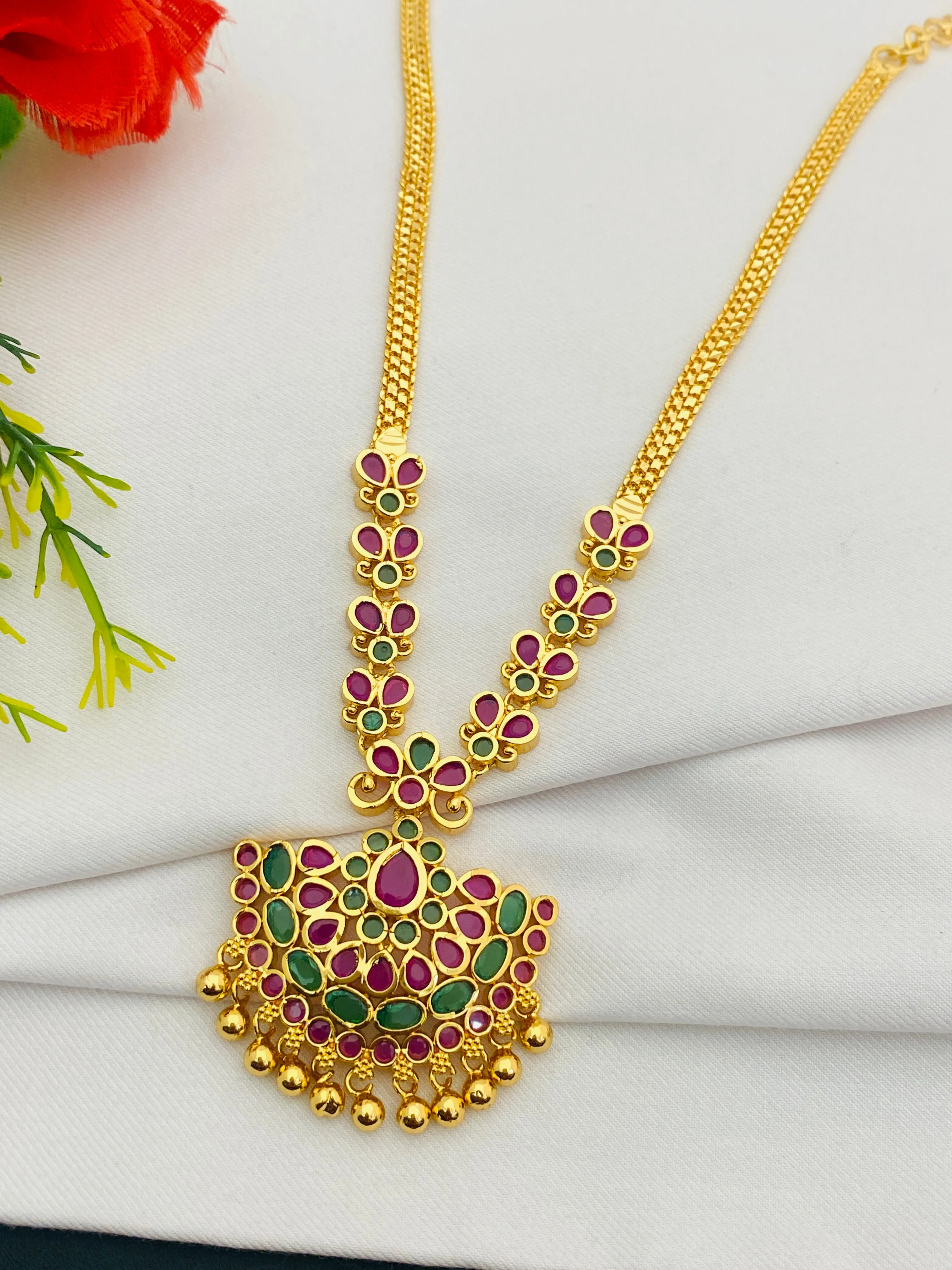 Appealing Multi Color Gold Plated Necklace