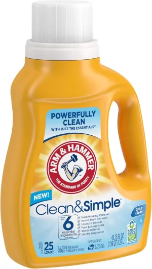 Arm & Hammer Clean & Simple, 25 Loads Liquid Laundry Detergent, 43.75 Fl oz - ANHCNSLLD25