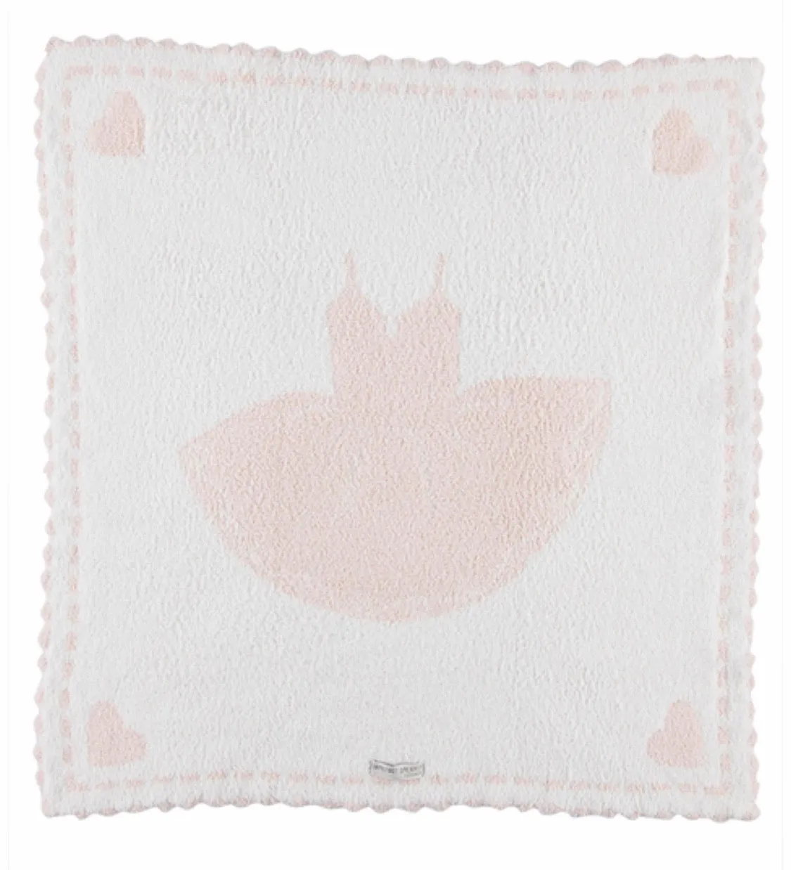 Barefoot Dreams COZYCHIC® SCALLOPED RECEIVING BLANKET in Pink/White