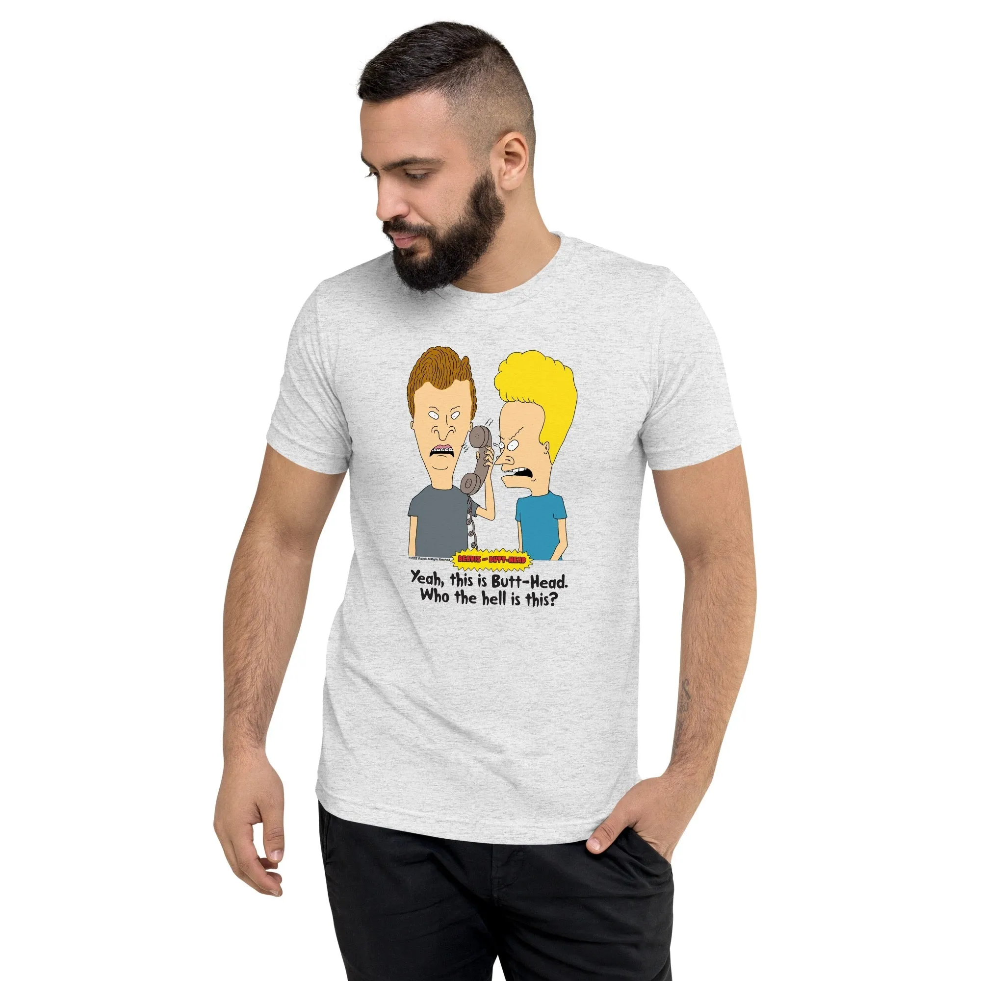 Beavis and Butt-Head Who Is This Adult Tri-Blend T-Shirt