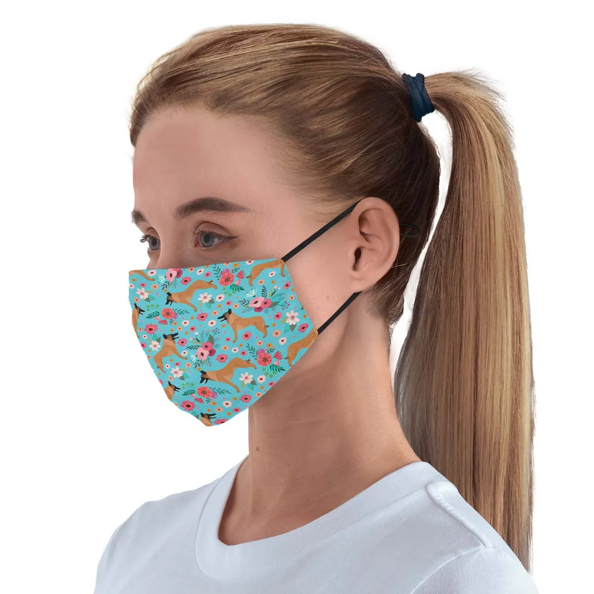 Belgian Malinois Flower Face Cover