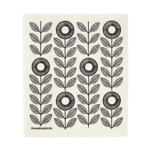 Black Sunflowers Swedish Dishcloth