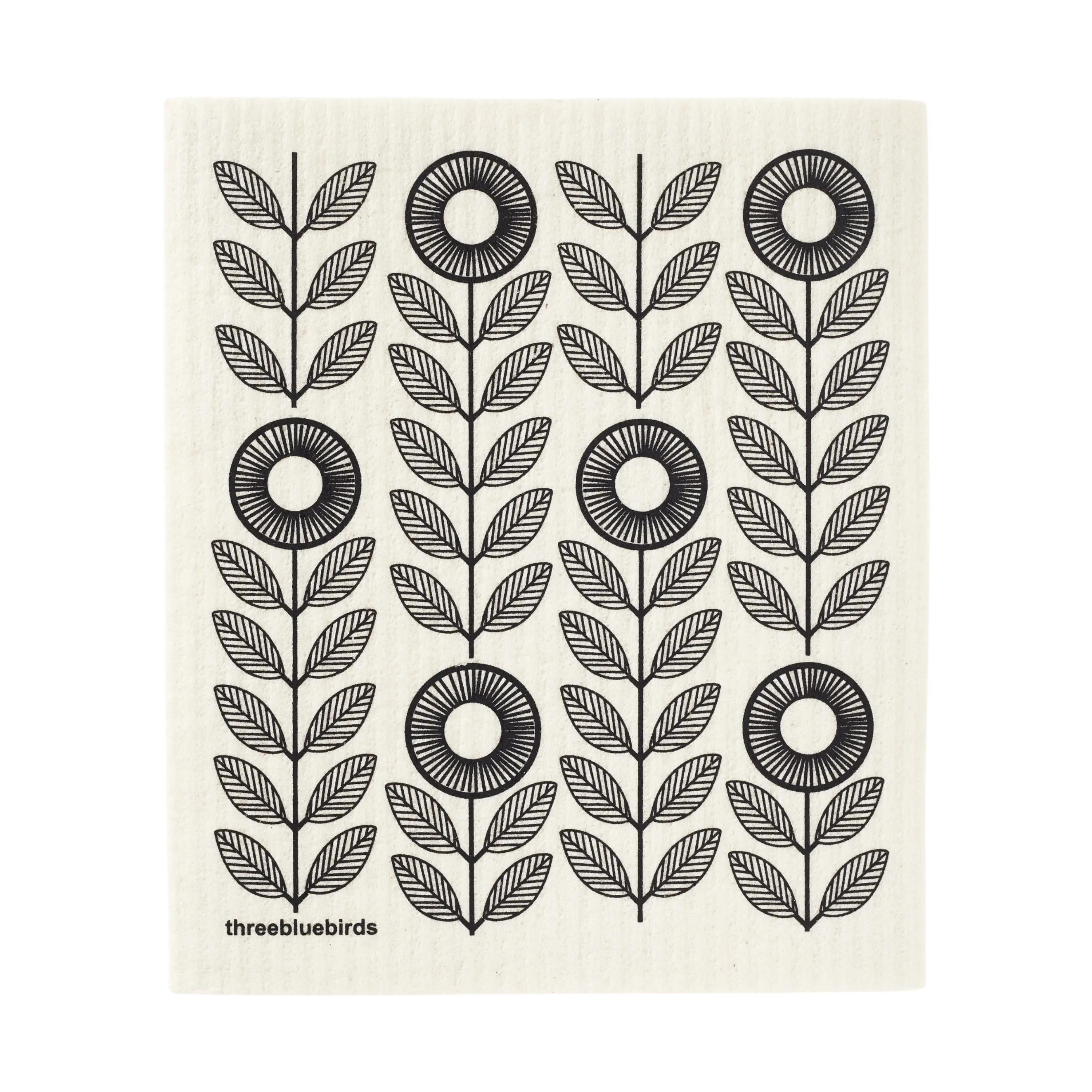Black Sunflowers Swedish Dishcloth