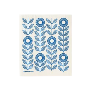 Blue Sunflowers Swedish Dishcloth