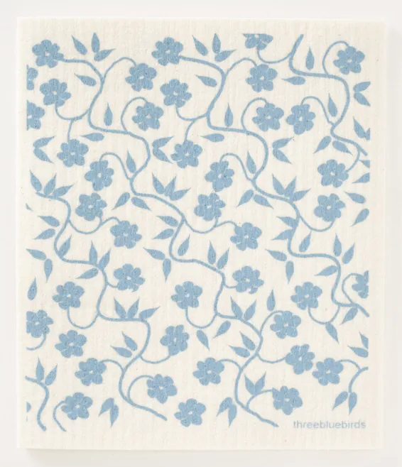 Blue Vines Swedish Dishcloth
