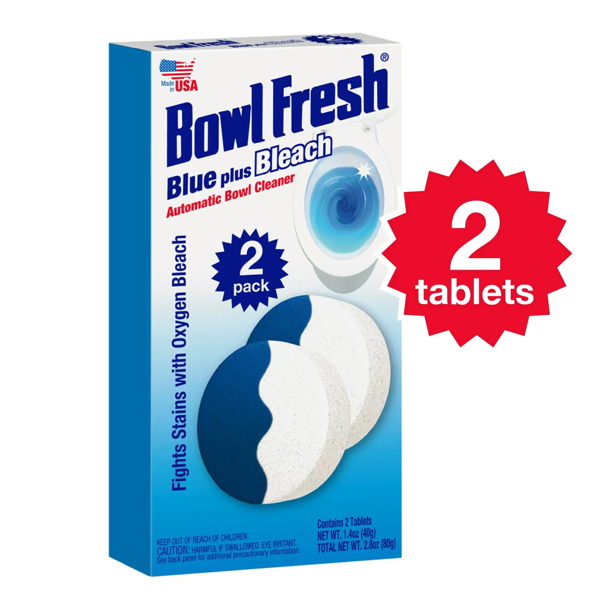 Bowl Fresh Automatic Toilet Bowl Cleaner, Bowl Freshener with Borax and Bleach, 2 Ct