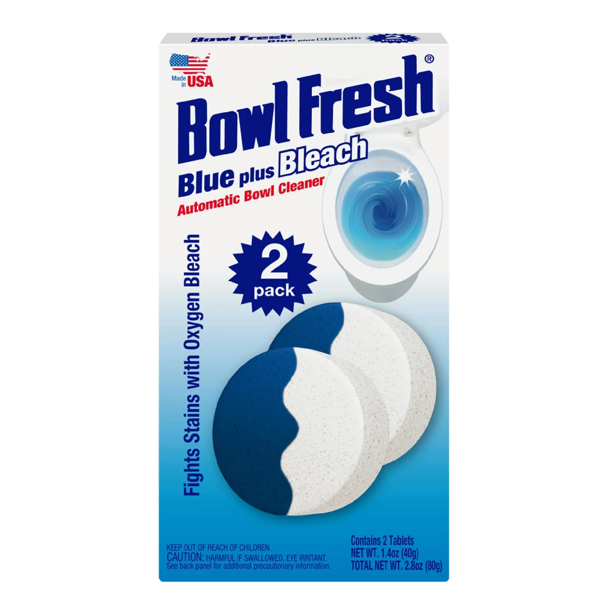 Bowl Fresh Automatic Toilet Bowl Cleaner, Bowl Freshener with Borax and Bleach, 2 Ct