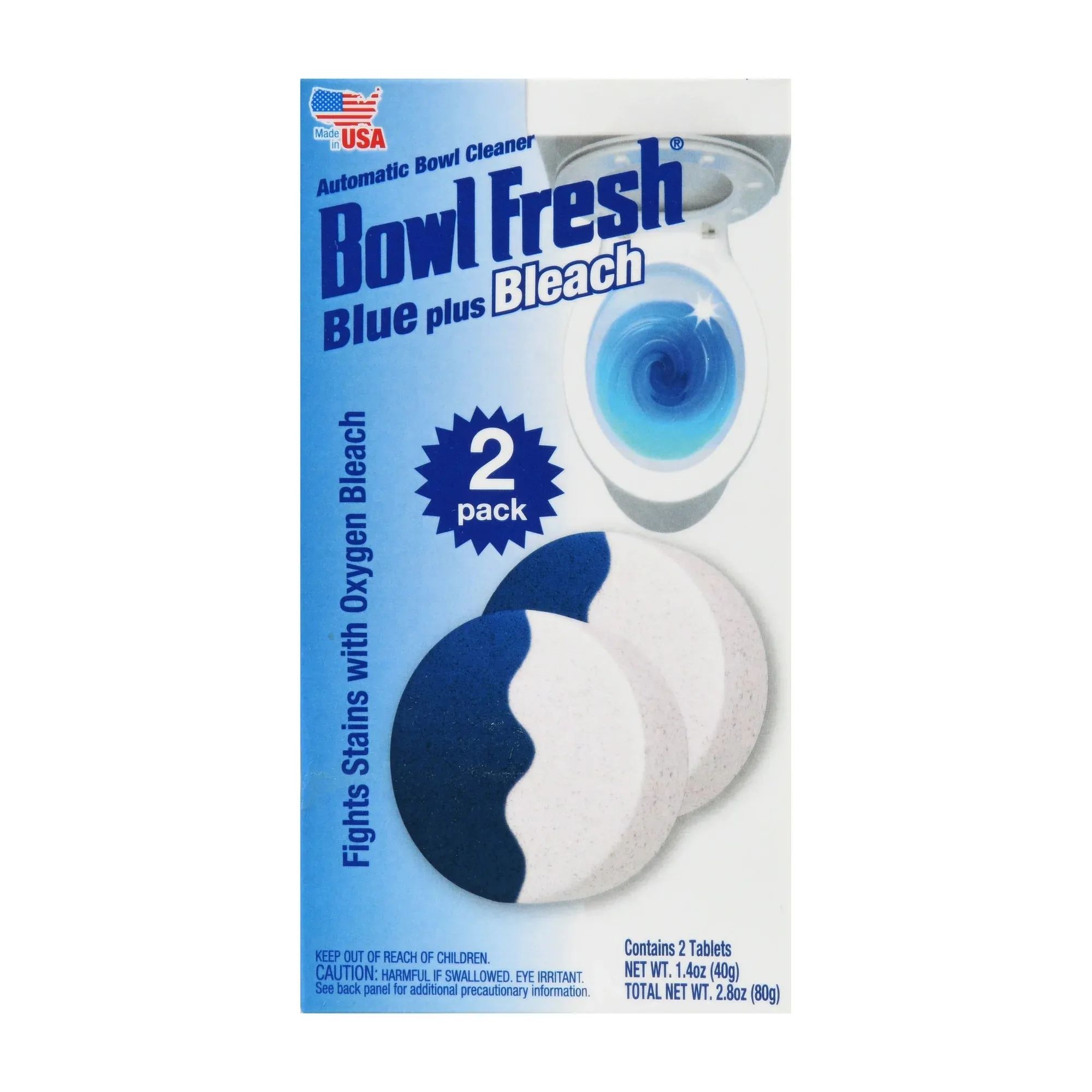 Bowl Fresh Automatic Toilet Bowl Cleaner, Bowl Freshener with Borax and Bleach, 2 Ct