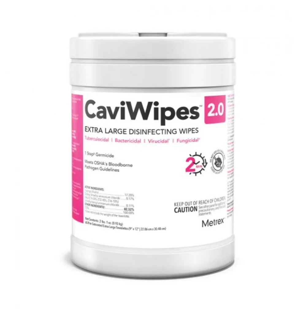 CaviWipes 2.0 Disinfectant Wipes, Enhanced Efficacy, X-Large, 65 per canister