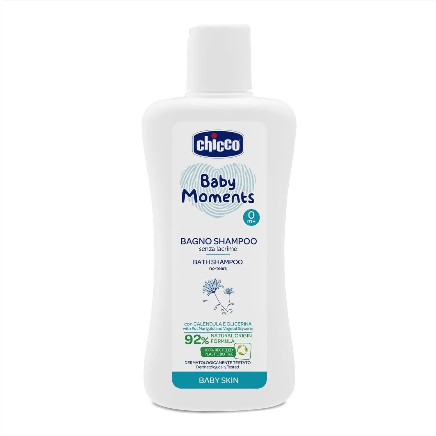 CHICCO BABY MOMENTS BATH SHAMPOO NO-TEARS FOR BABY SKIN 0M  200ML