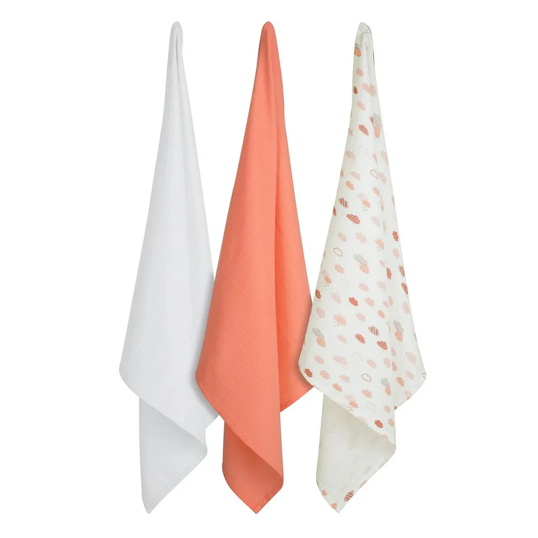 ClevaMama Muslin Cloth Set - Bamboo & Cotton (Coral)