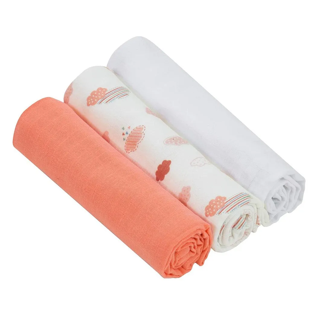 ClevaMama Muslin Cloth Set - Bamboo & Cotton (Coral)