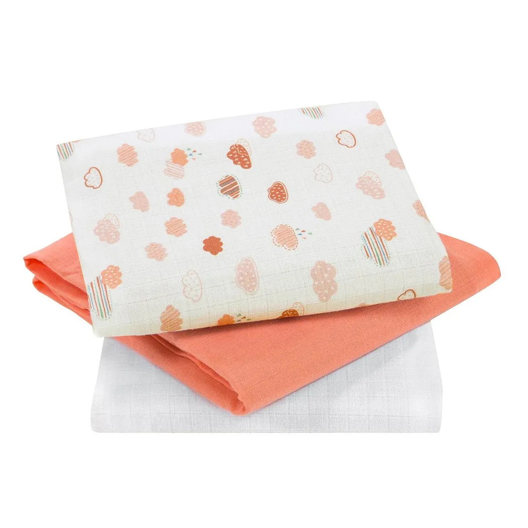 ClevaMama Muslin Cloth Set - Bamboo & Cotton (Coral)