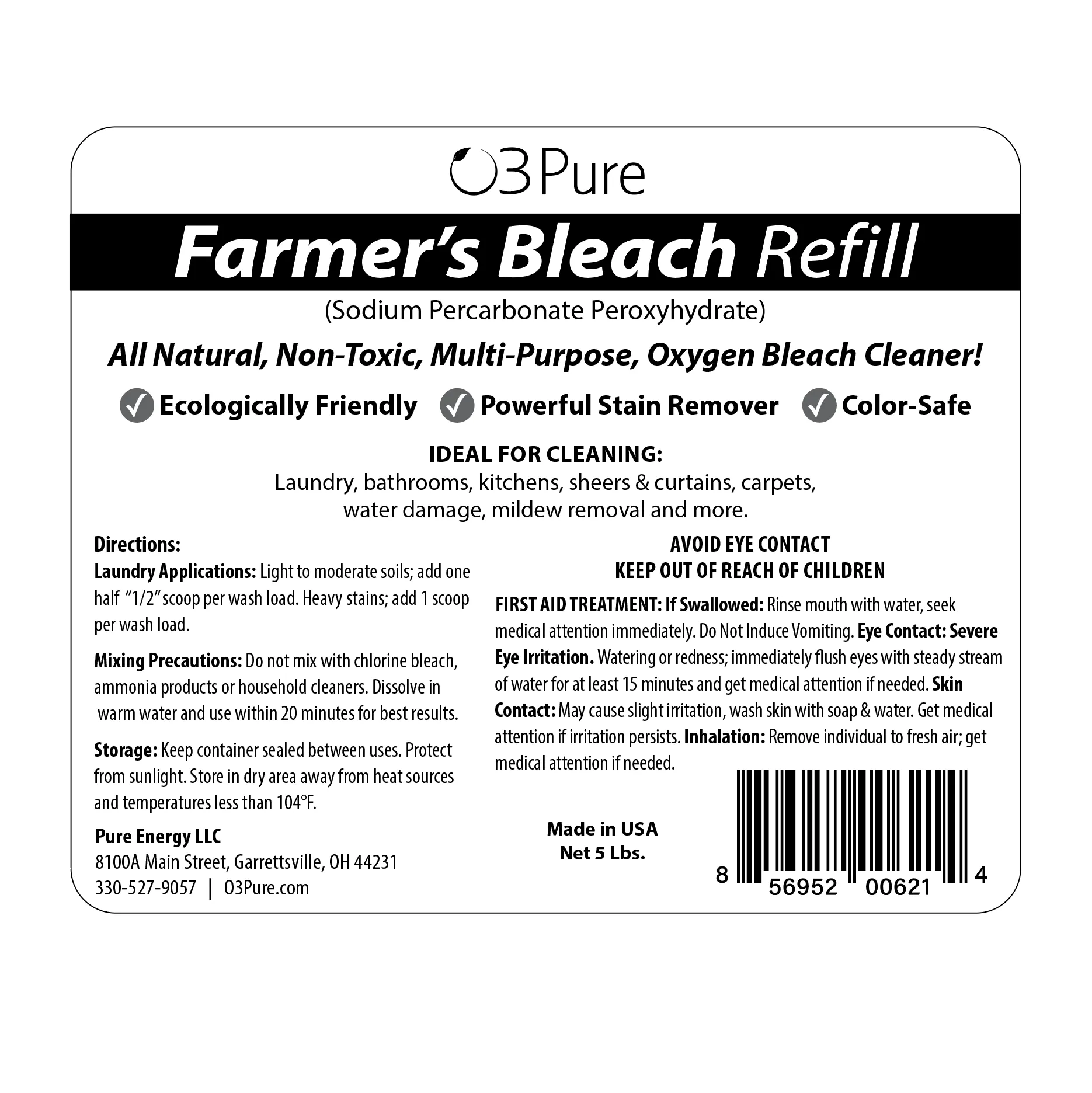 Color Safe Farmers Bleach Soap 5lb Refill
