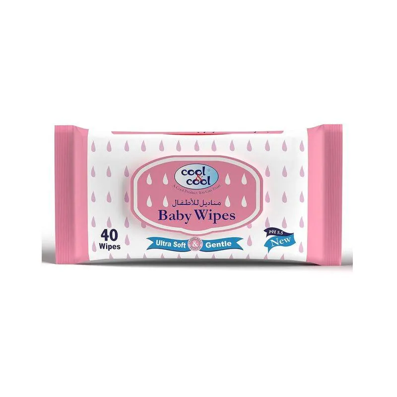 Cool & Cool Baby Wipes Twin Pack 2x 40  total 80 Wipes