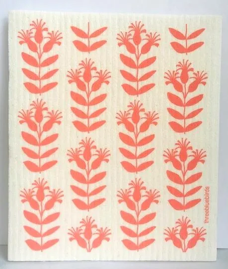 Coral Buds Swedish Dishcloth