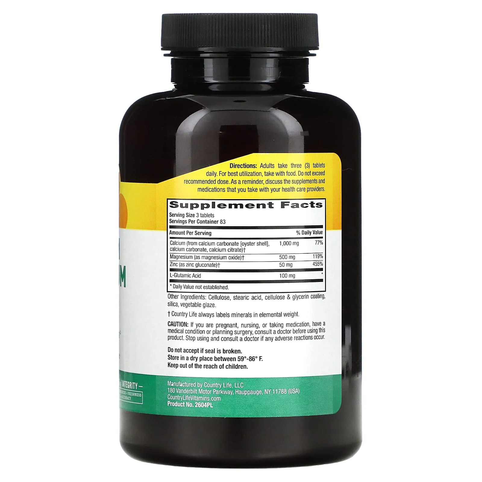 Country Life, Cal-Mag-Zinc, 250 Tablets