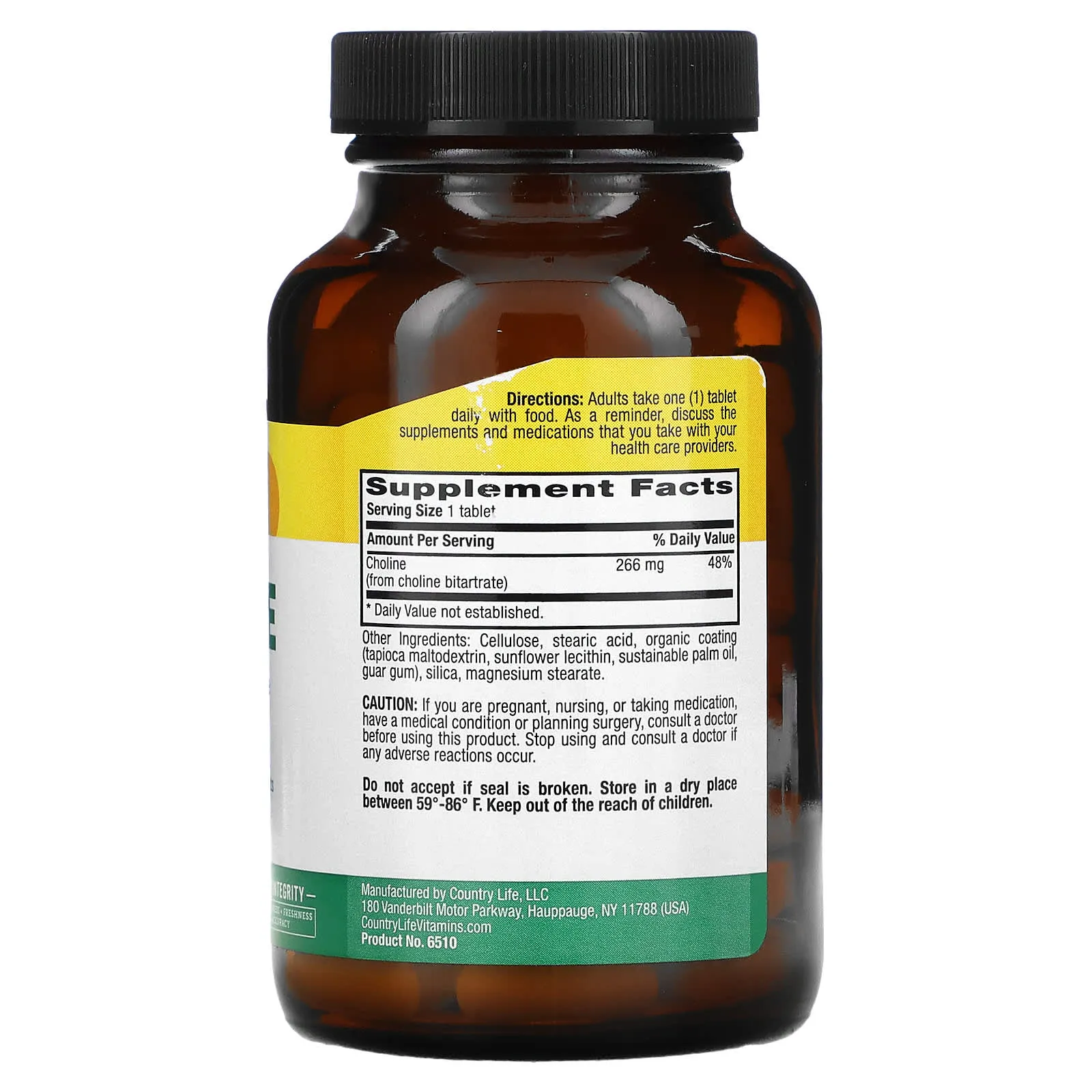 Country Life, Choline 650 Mg, 100 Tablets
