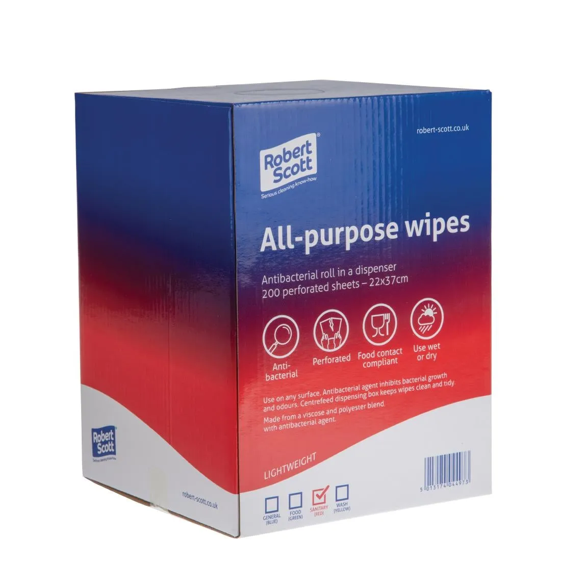 DN844 Robert Scott All-Purpose Antibacterial Cleaning Cloths Red (Pack of 200)