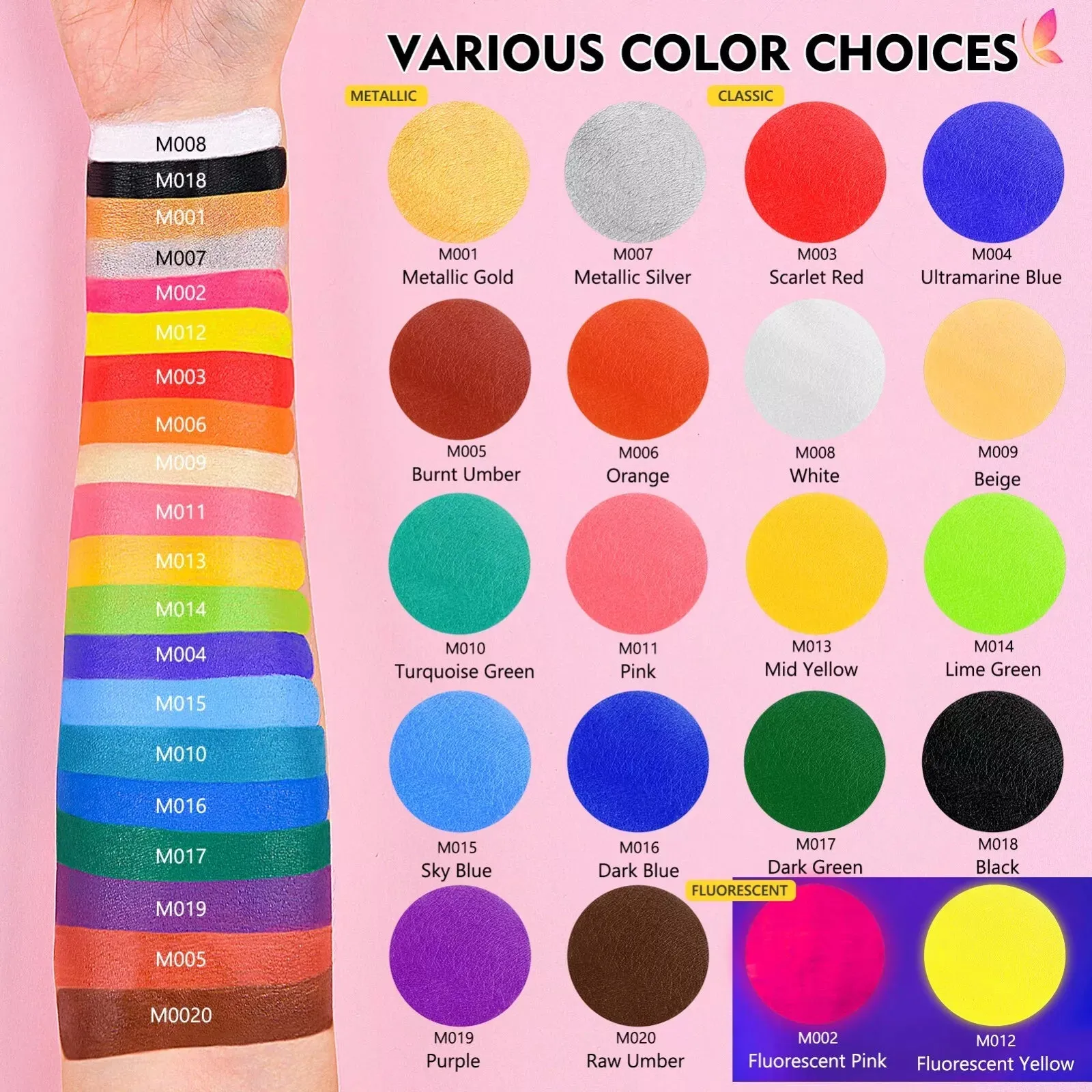 Face & Body Paint Set 20 Colors for Halloween Cosplay