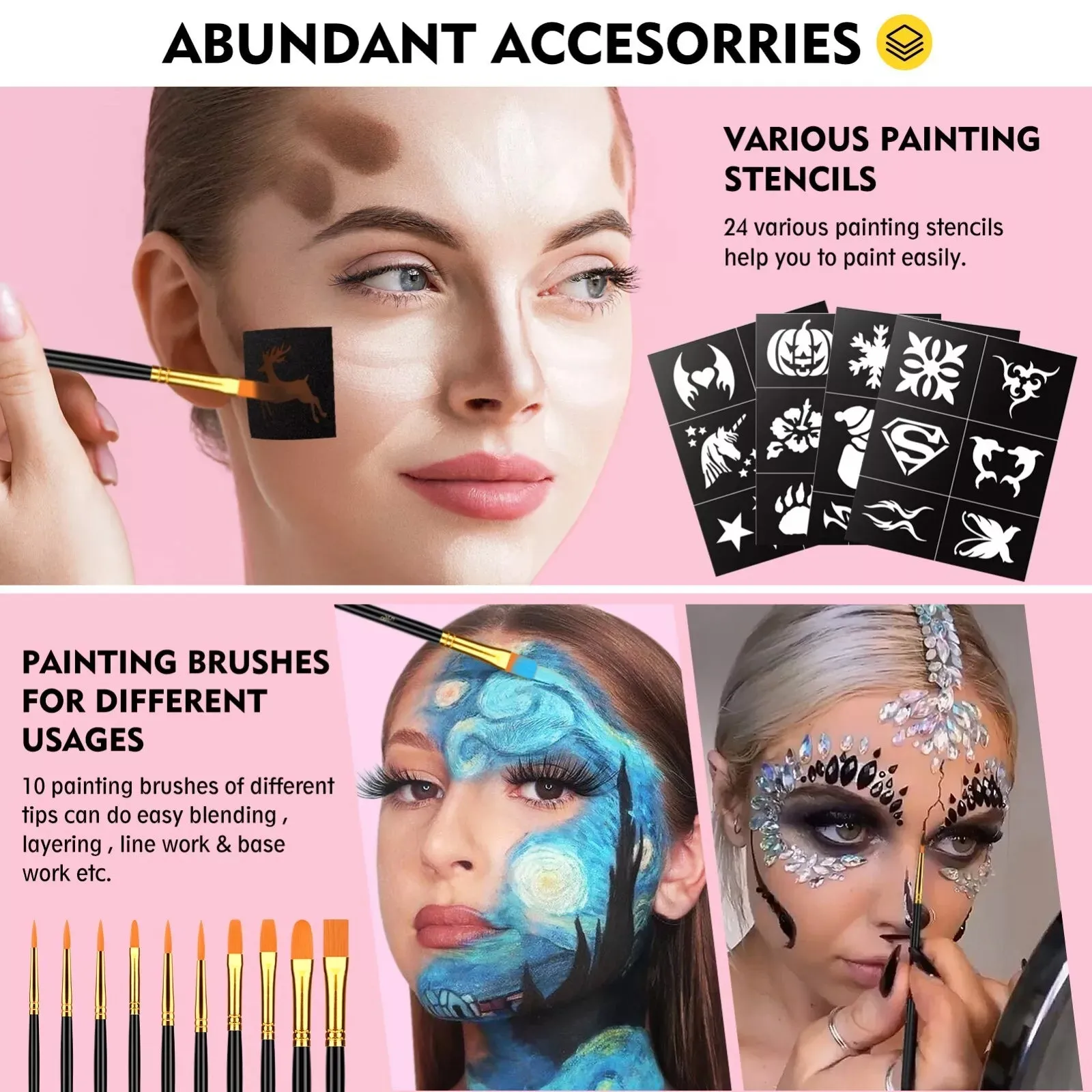 Face & Body Paint Set 20 Colors for Halloween Cosplay