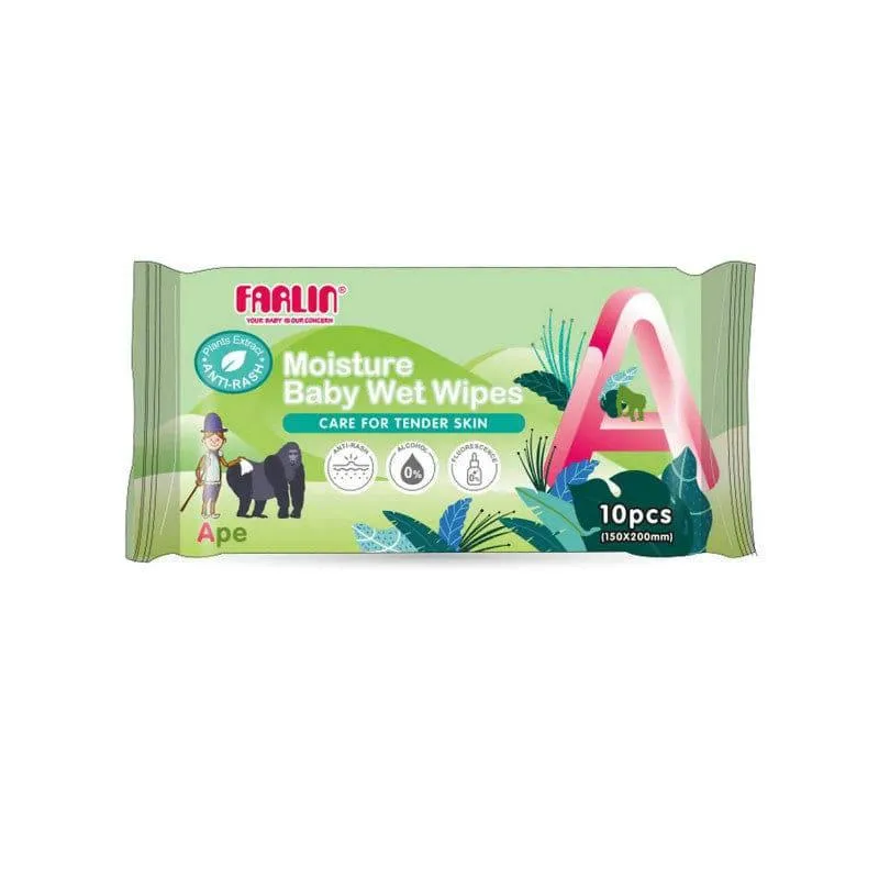 Farlin Safari Wet Wipes 10 Sheets - 5 Packs