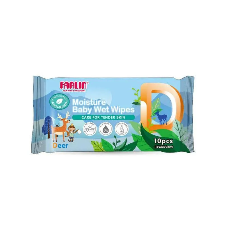 Farlin Safari Wet Wipes 10 Sheets - 5 Packs