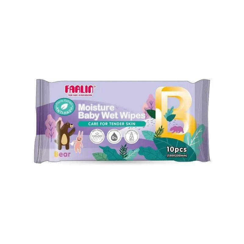 Farlin Safari Wet Wipes 10 Sheets - 5 Packs