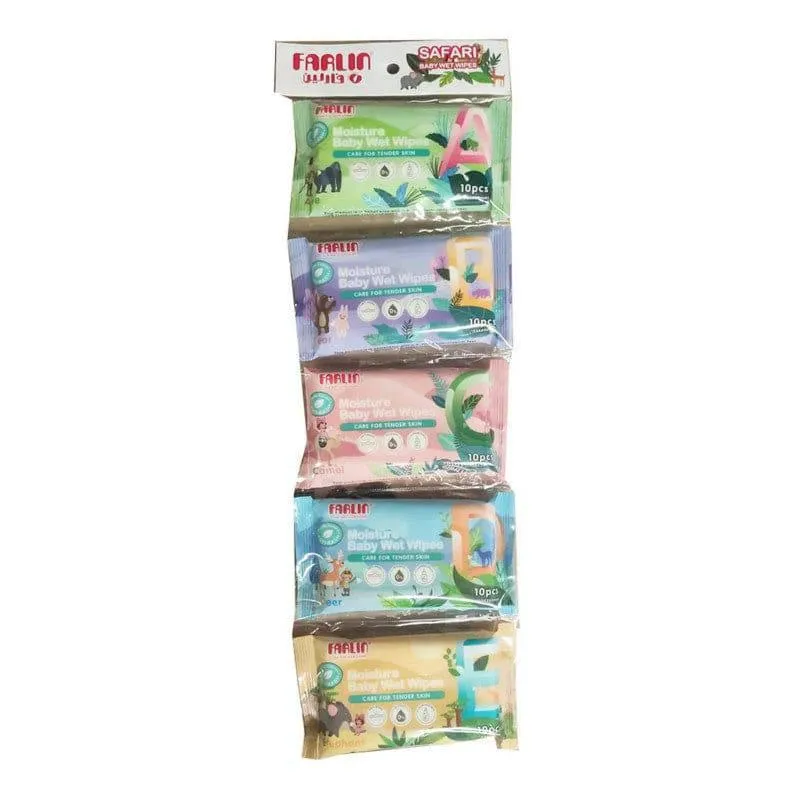 Farlin Safari Wet Wipes 10 Sheets - 5 Packs