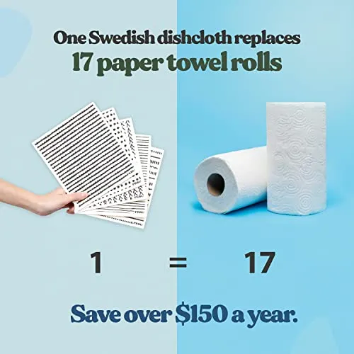FEBU Swedish Dishcloths for Kitchen | 5 Pack Watercolor Swedish Dish Towels | Cellulose Sponge Cloths | Non-Scratch Reusable Paper Towels Washable | No Odor, Biodegradable, Swedish Cloths