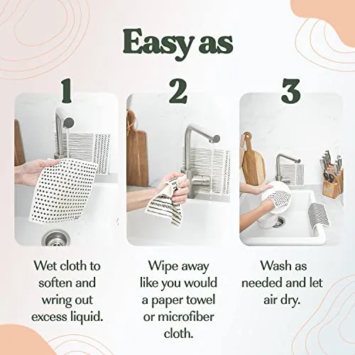 FEBU Swedish Dishcloths for Kitchen | 5 Pack Watercolor Swedish Dish Towels | Cellulose Sponge Cloths | Non-Scratch Reusable Paper Towels Washable | No Odor, Biodegradable, Swedish Cloths