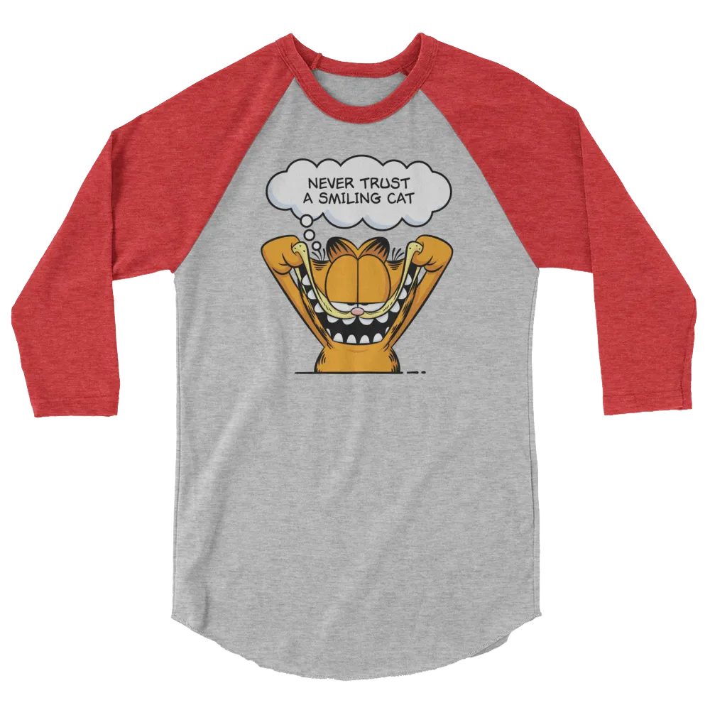 Garfield Smiling Cat Unisex 3/4 Sleeve Raglan Shirt