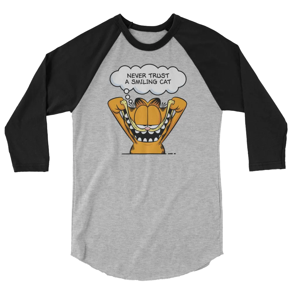 Garfield Smiling Cat Unisex 3/4 Sleeve Raglan Shirt