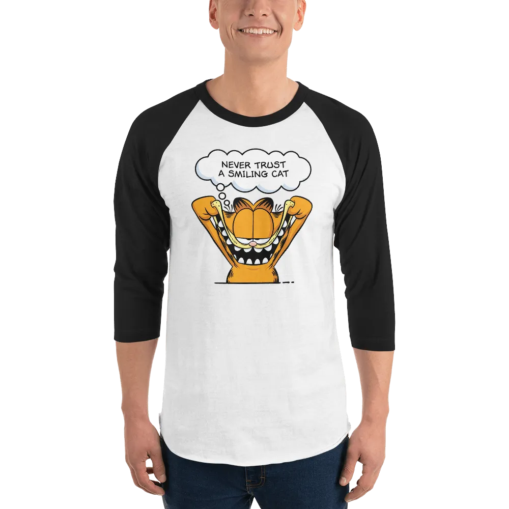 Garfield Smiling Cat Unisex 3/4 Sleeve Raglan Shirt