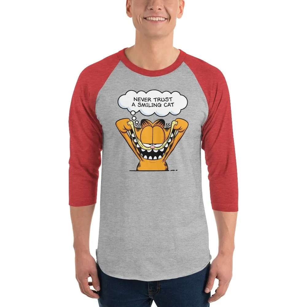 Garfield Smiling Cat Unisex 3/4 Sleeve Raglan Shirt
