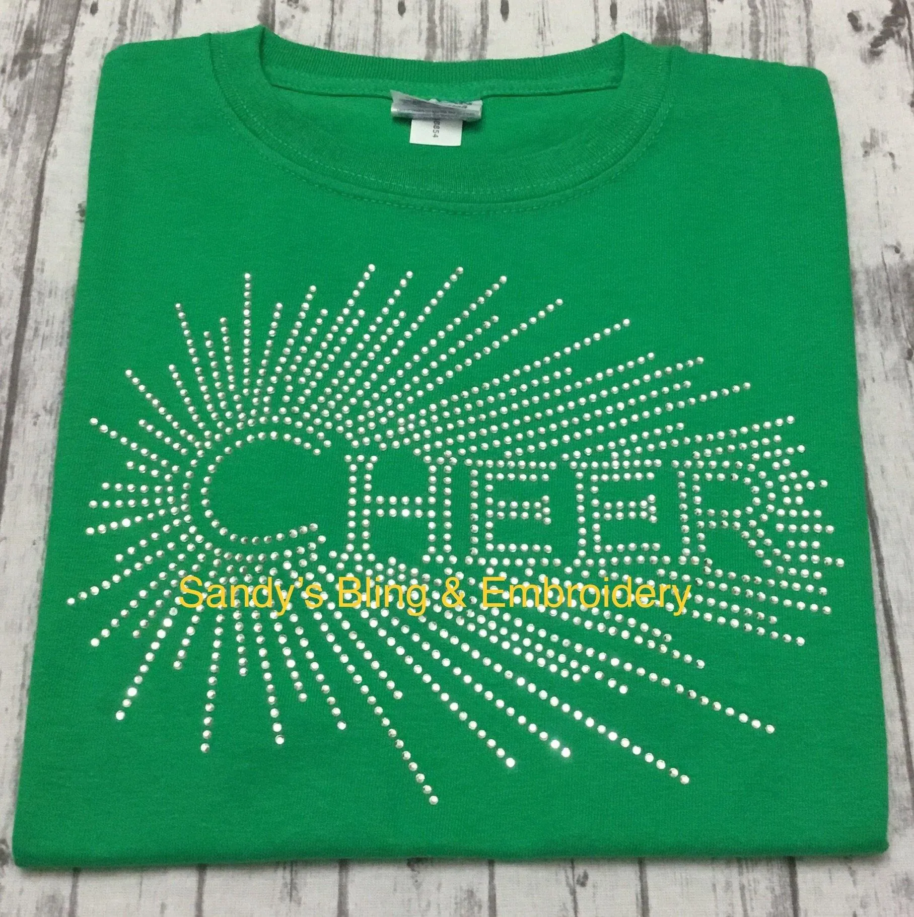 Green Cheer Splash Rhinestone T-shirt